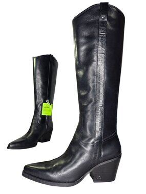 Sam Edelman Wyatt Western Tall Black Leather Boots Size: 6.5 M